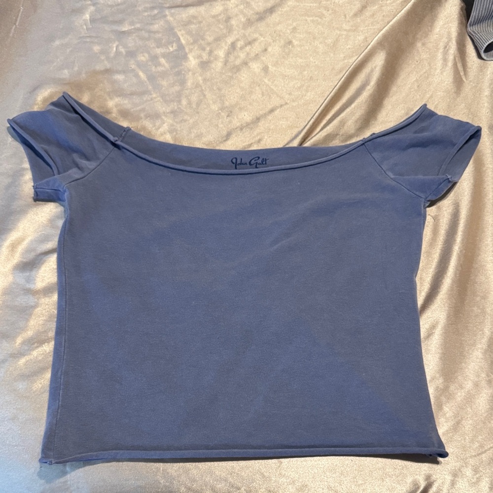 Brandy Melville Blue Off-Shoulder Crop Top
